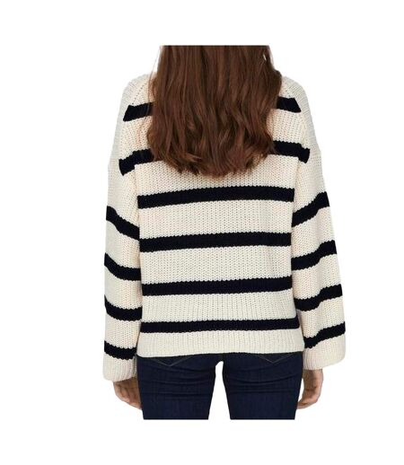 Pull Blanc/Noir Femme JDY Stripe Pullover - L