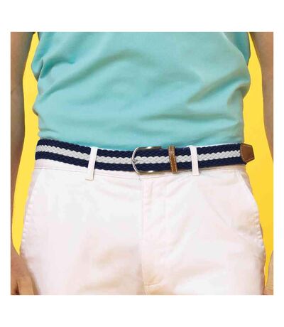 Asquith & Fox Mens Two Colour Stripe Braid Stretch Belt (Navy/White) - UTRW5539