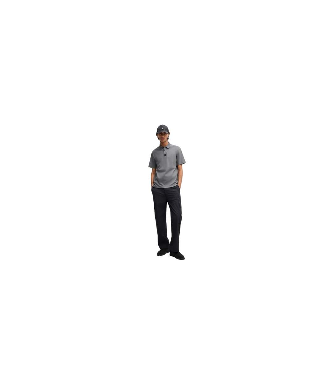 Mens Deabono Logo Polo Shirt Grey Hugo-1