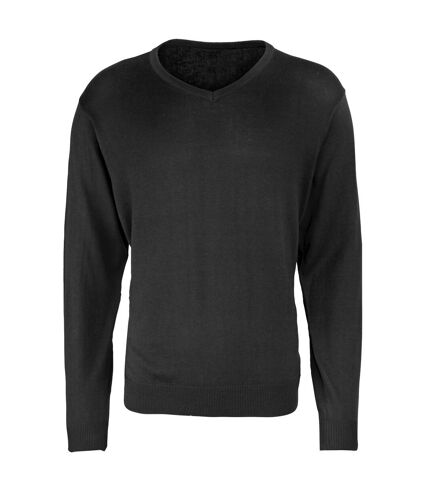 Premier Mens V-Neck Knitted Sweater (Black)