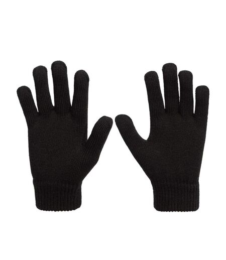 Unisex Adult Knitted Gloves Black Print Slazenger