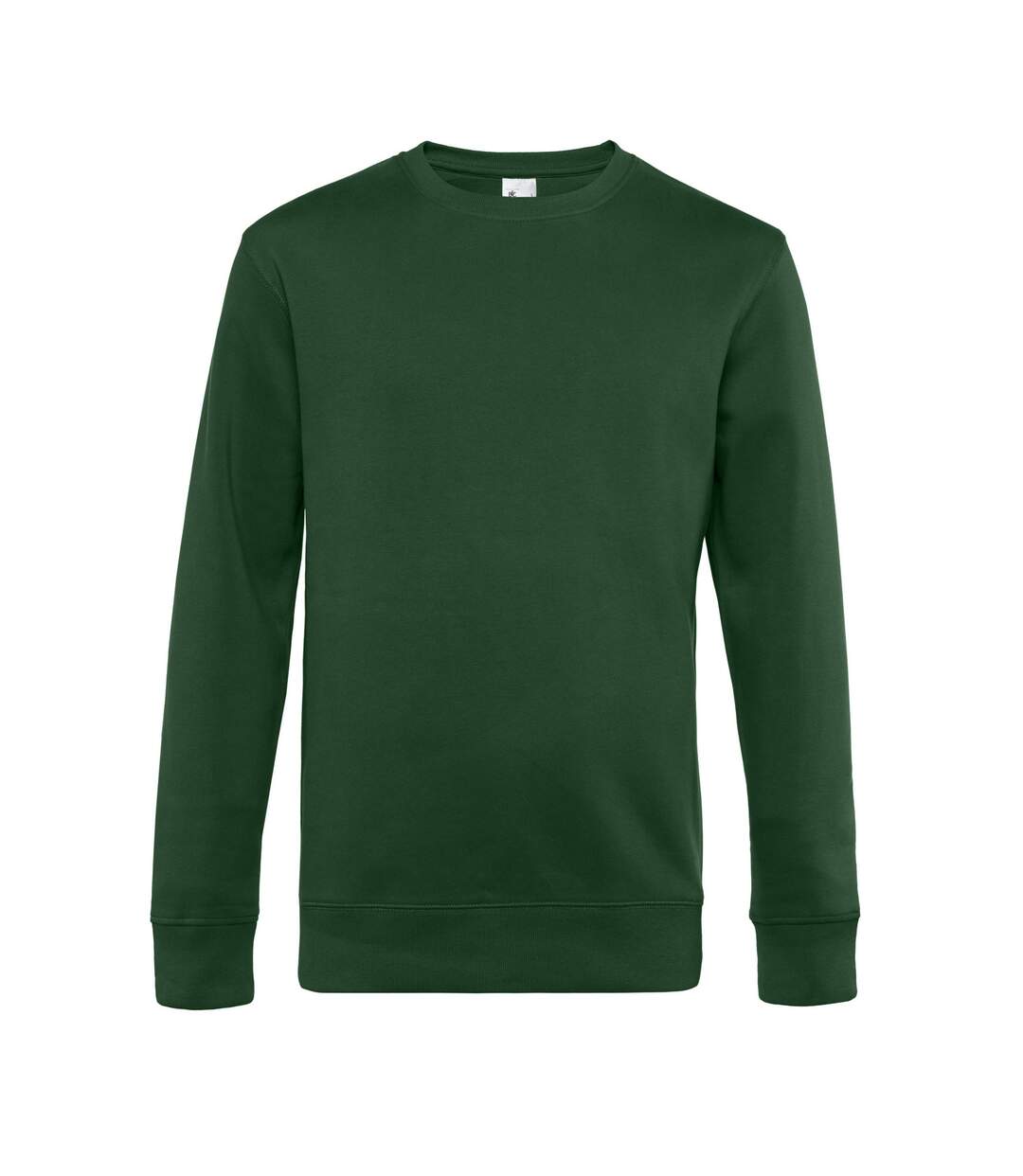 Mens king crew neck jumper bottle green B&C