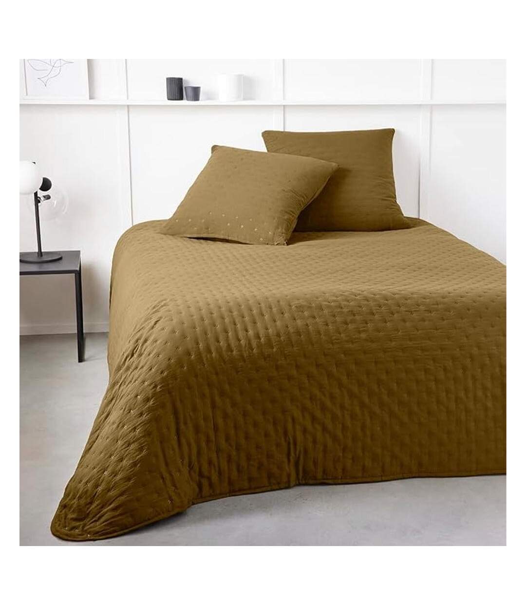 Couvre lit ocre + 2 taies d'oreiller today 260x240cm-1