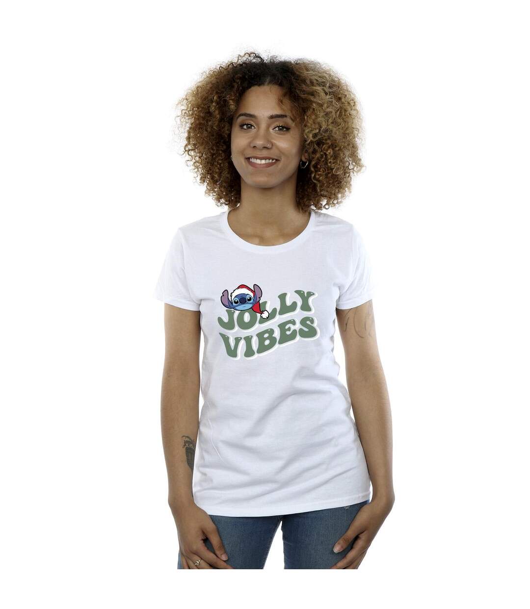 Disney Femmes/Les femmes Lilo & Stitch Jolly Chilling Vibes - T-shirt en coton (Blanc) - UTBI26123-2