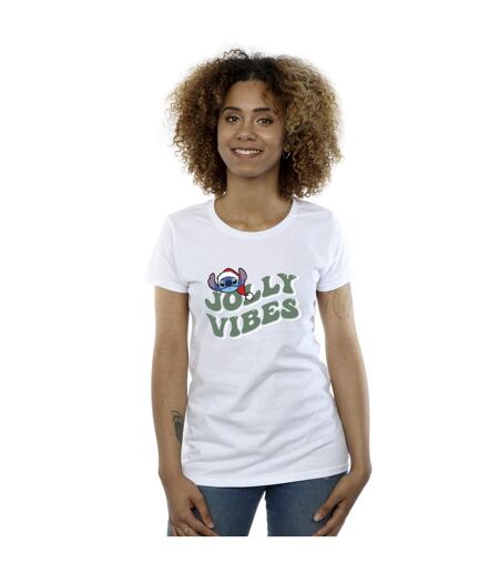 Disney Femmes/Les femmes Lilo & Stitch Jolly Chilling Vibes - T-shirt en coton (Blanc) - UTBI26123