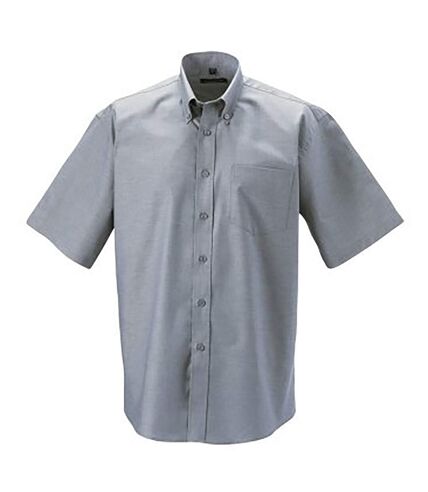 Russell Collection Mens Short Sleeve Easy Care Oxford Shirt (Silver Gray) - UTBC1025