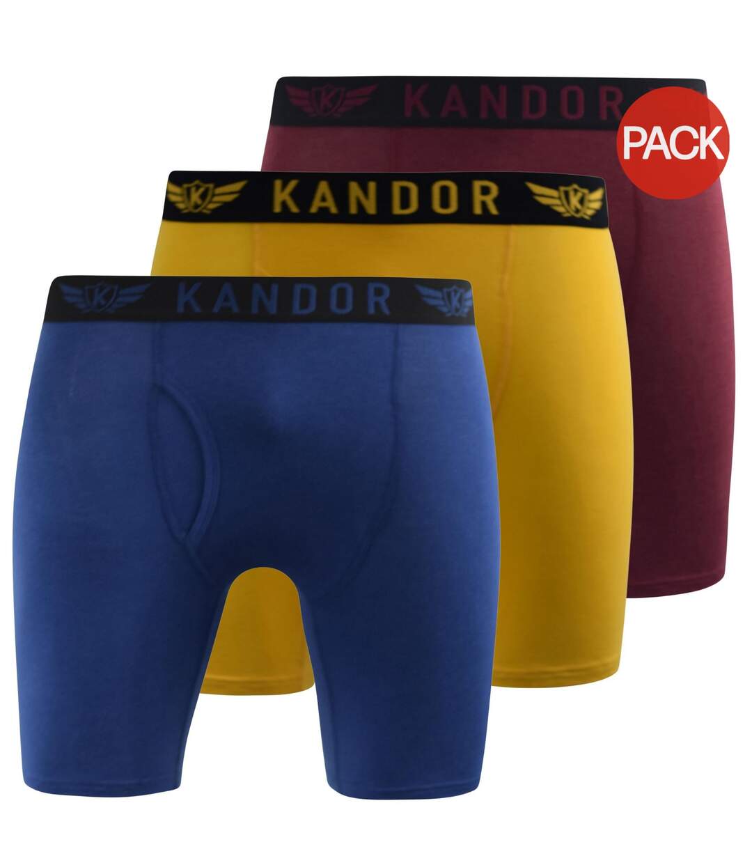 Pack of 3  Mens bambuso boxer shorts  yellow/wine Kandor