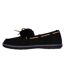 Womens/ladies Bow Faux Fur Trim Moccasin Slippers Black Skechers-2