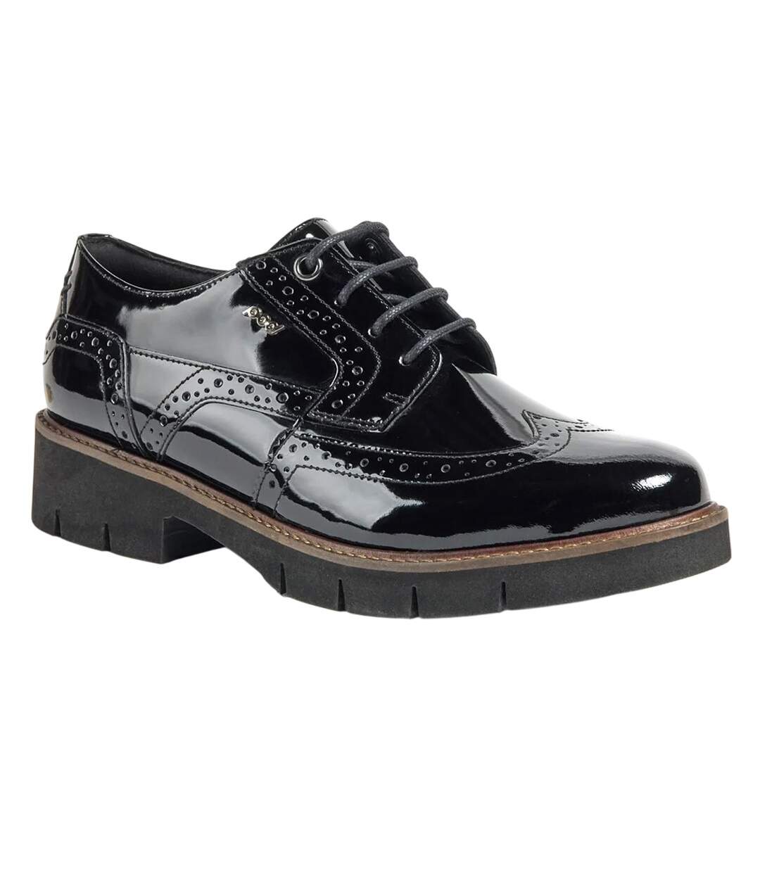 Womens/ladies Kacey Leather Brogues Black POD-1