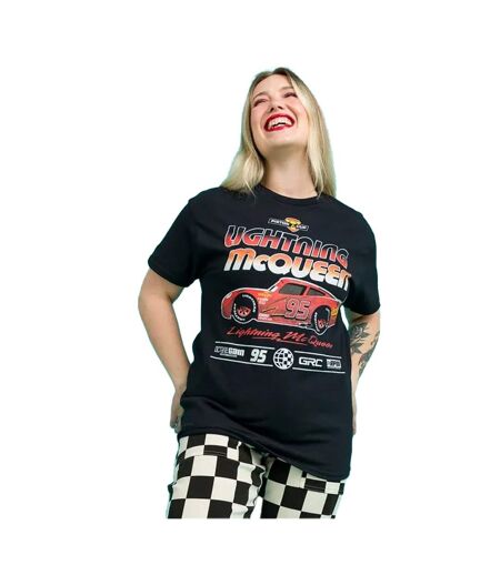 T-shirt Motif Flash Mcqueen Race Adulte Noir Cars