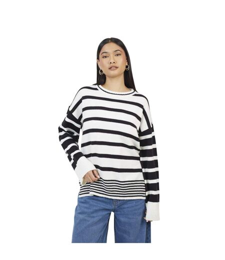 Pull Tunique Motif/style À Rayures Jack Femme Crème Noir Brave Soul