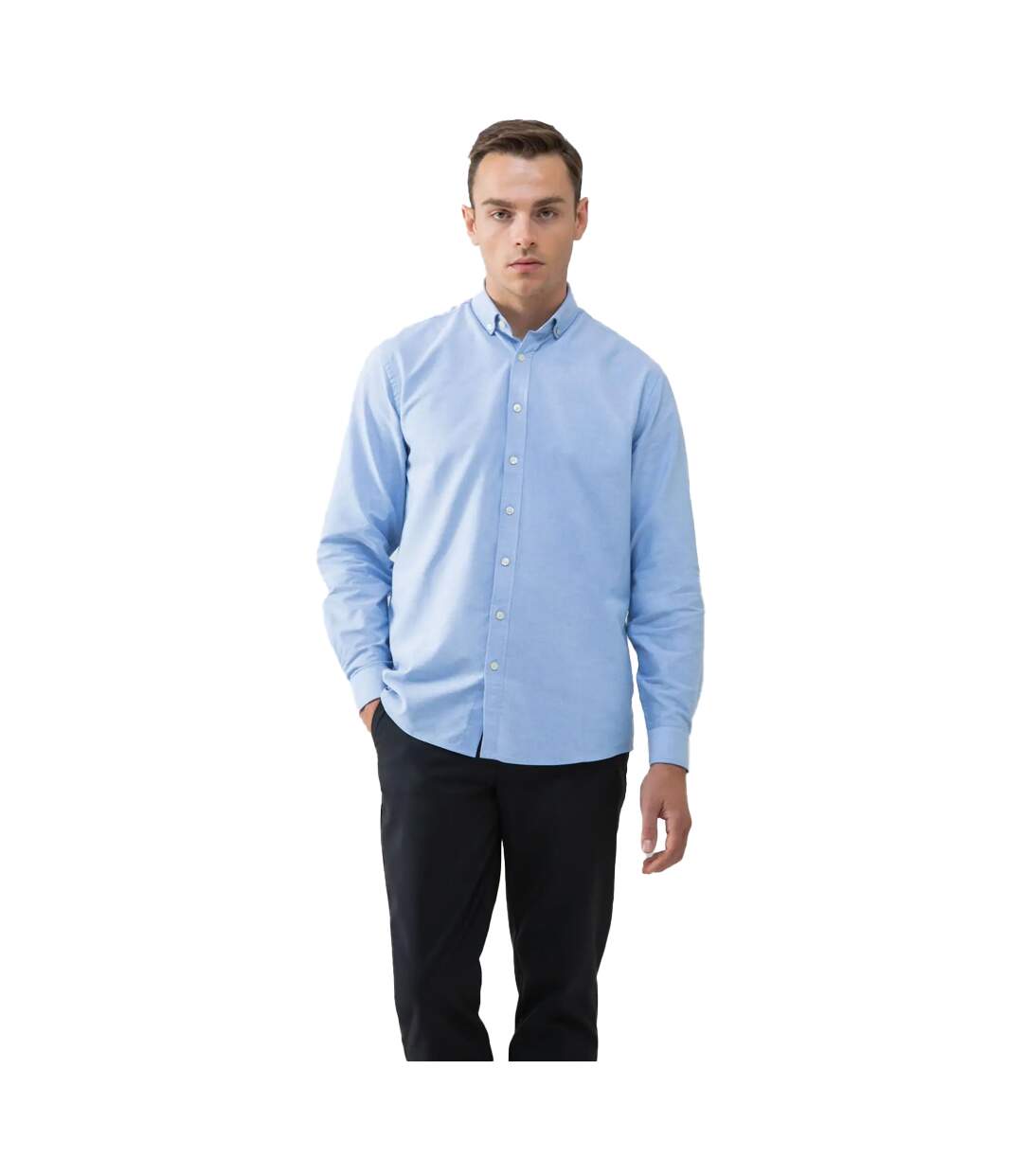 Chemise Manches Longues Classic Homme Bleu Oxford Henbury-1
