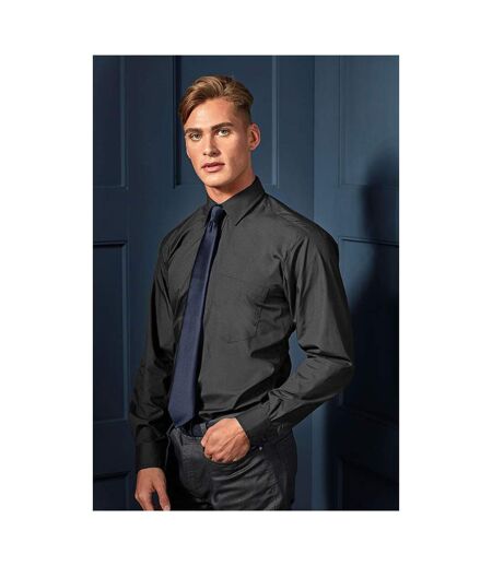 Mens  Poplin Long-sleeved Formal Shirt Dark Grey Premier