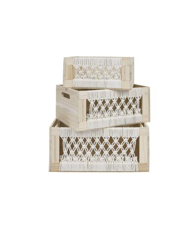 Lot de 3 Caisses Gigognes Boho 35cm Beige