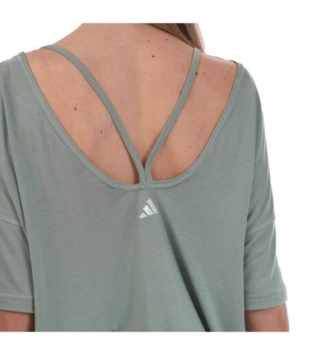 Womens/ladies Studio Oversized Yoga T-shirt Green Adidas