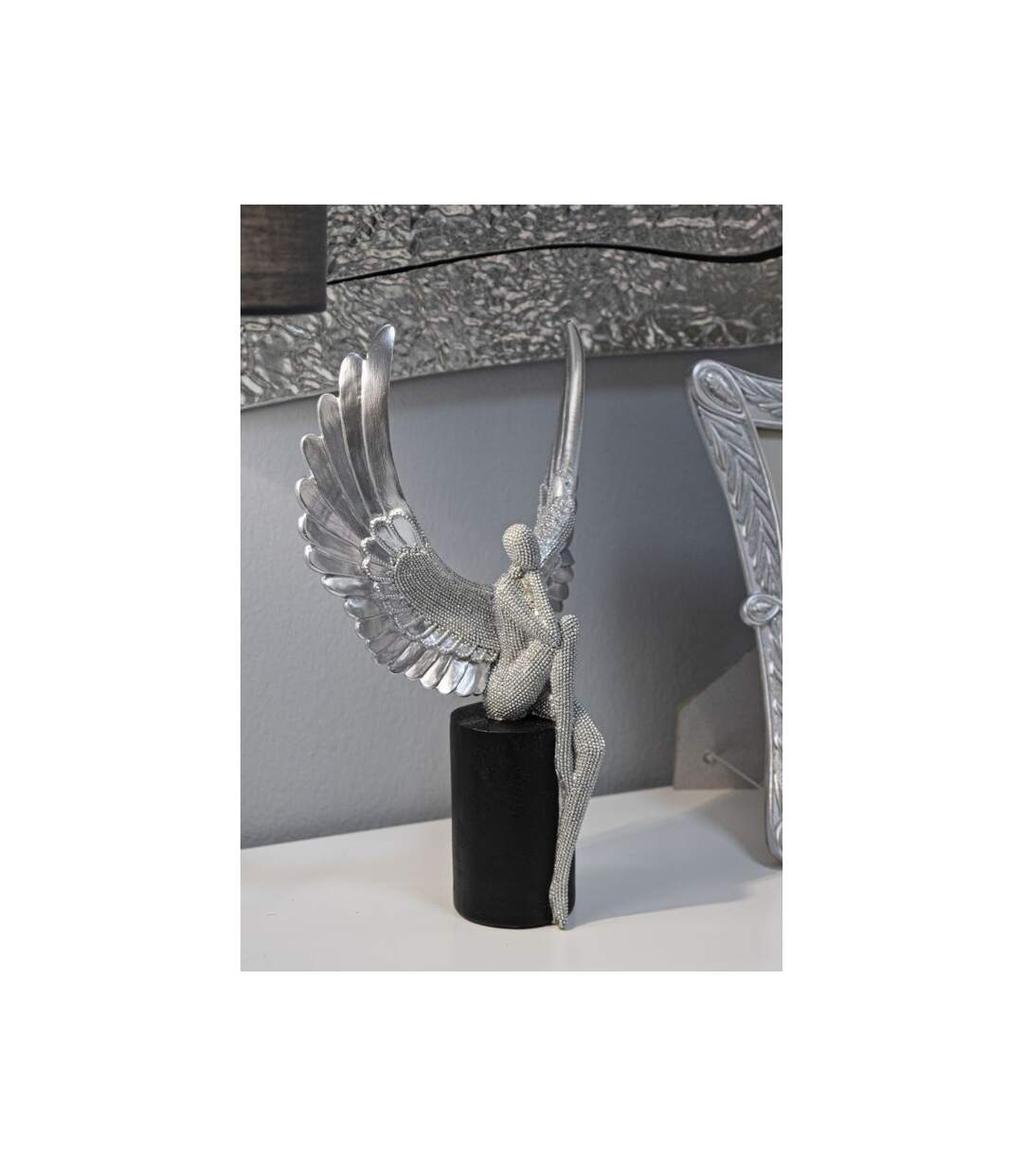Statuette Déco Ailes Sparky 34cm Argent-5
