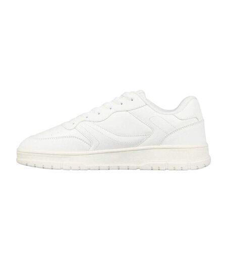 Mens Lace Up Flat Trainers White Fabric