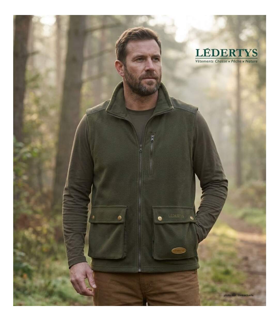 Gilet de chasse polaire LEDERTYS LY0304 Kaki – Chaleur, Robustesse et Liberté de Mouvement-5