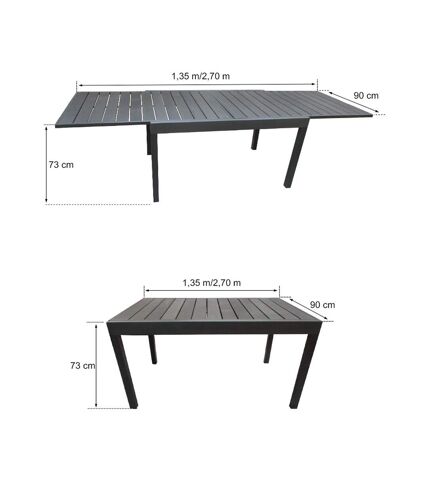 Table de jardin extensible en aluminium avec plateau composite Byron de 6 à 10 personnes - Gris Anthracite