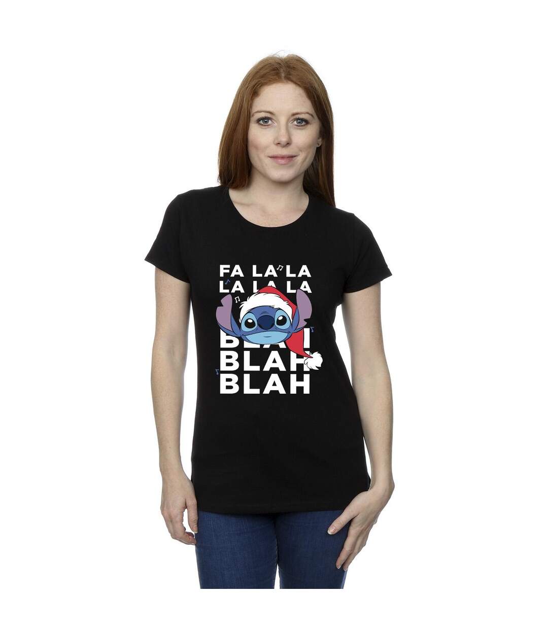 Disney T-shirt en coton Womens/Ladies Lilo And Stitch Christmas Blah Blah Blah (Noir) - UTBI25611-2