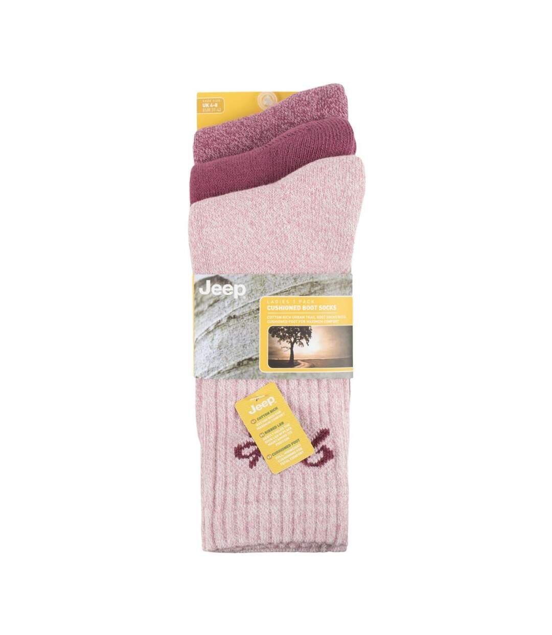 Ladies Ribbed Outdoor Boot Socks - 3 Pack, Reinforced Heel and Toe Hiking Socks-2