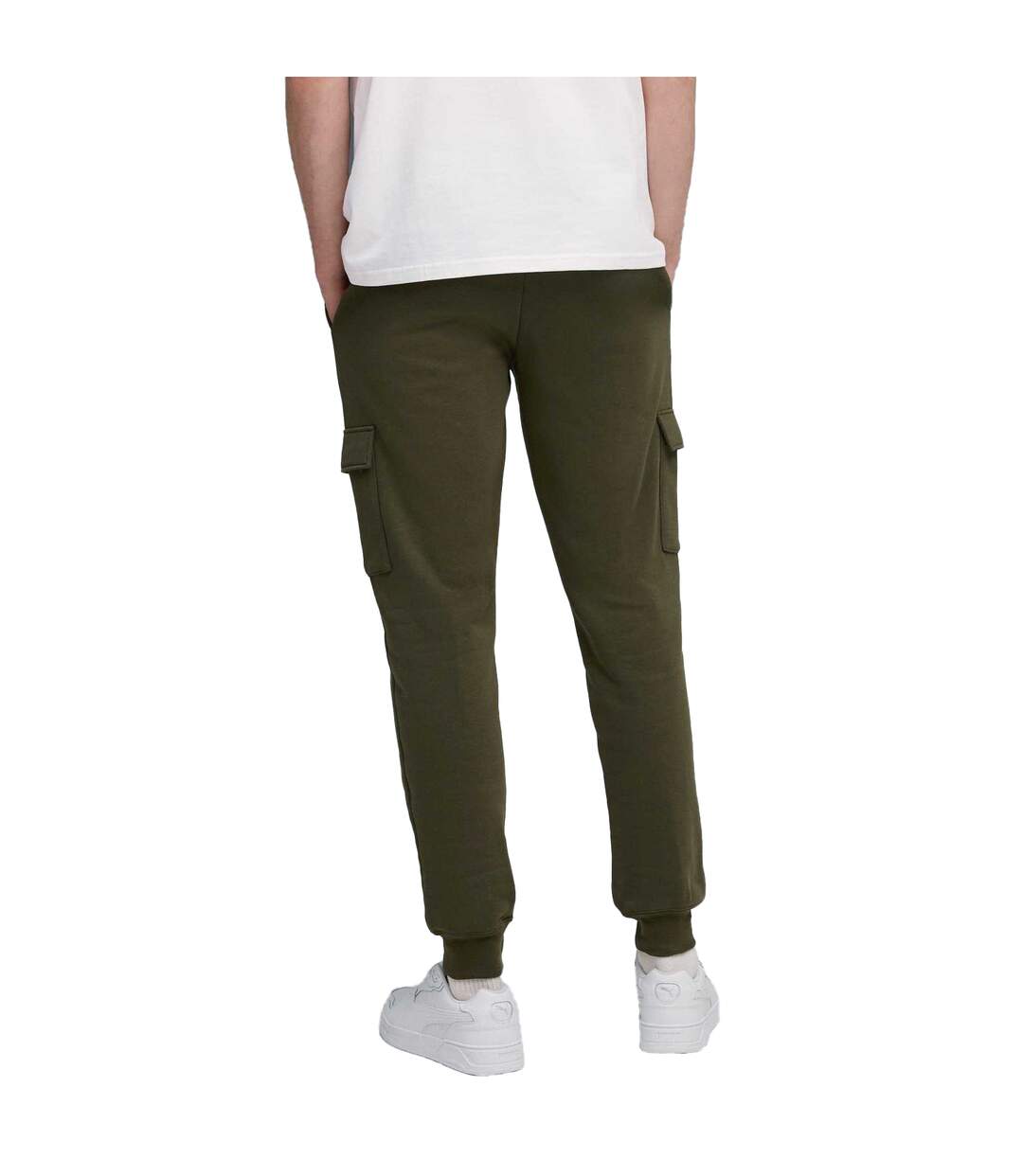 Mens Fleece Small Logo Cargo Trousers Olive Puma-2