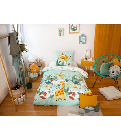 Parure de lit enfant Safari - 100% coton adouci 57 fils - 140 x 200 cm
