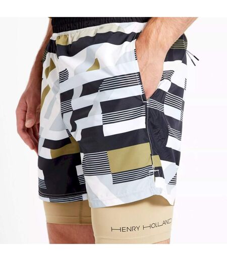Dare 2B Mens Henry Holland Psych Up Hero Stripes Training Shorts (Slate Green)