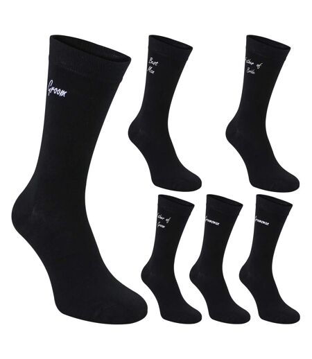 6 Pairs Mens Wedding Socks in Black and Navy with a Giftbox