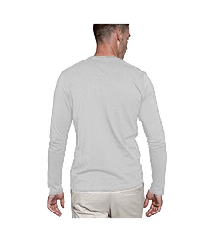 Kariban Mens Slim Fit Long Sleeve Crew Neck T-Shirt (White)