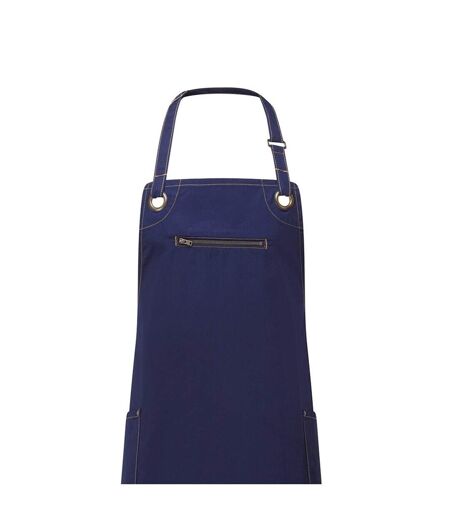 Unisex adult barley sustainable contrast stitching full apron one size navy/camel Premier