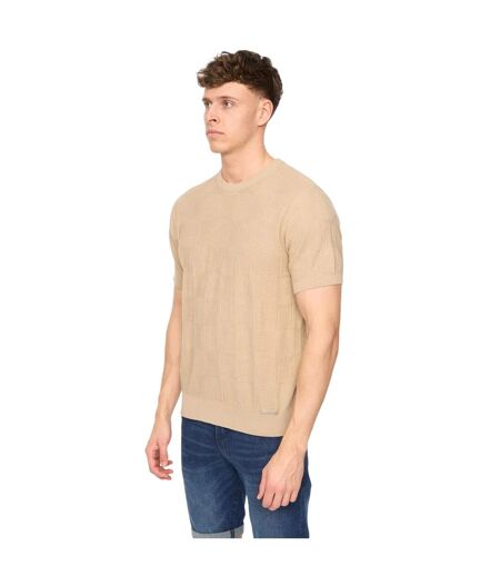 Mens Littleton Knitted T-shirt Light Stone Duck And Cover