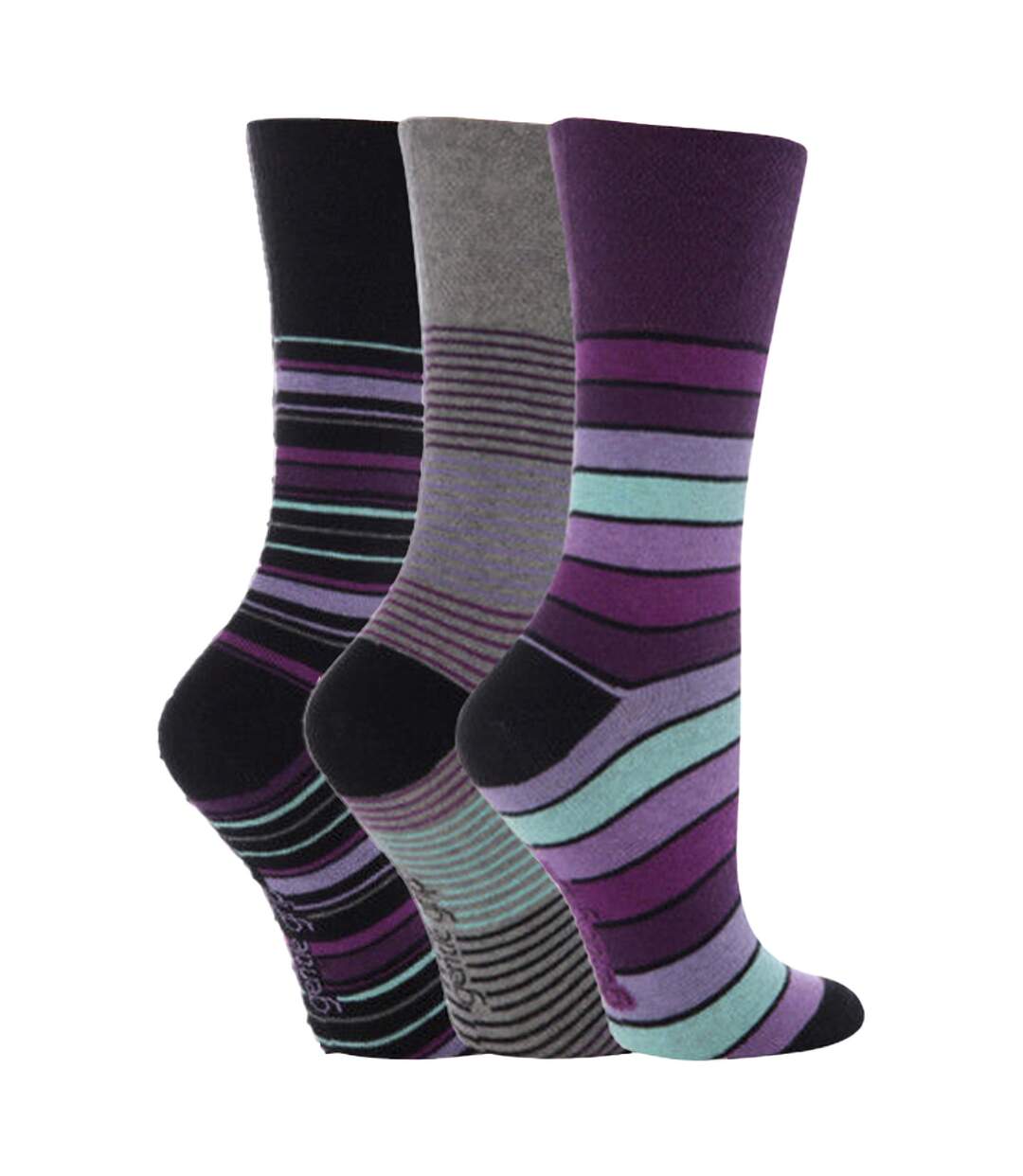3 Pairs Ladies Cotton Rich Everyday Socks Gentle Grip Soft Top Comfort Socks-1
