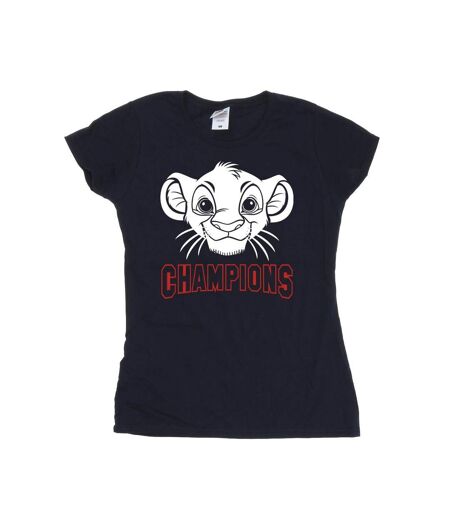 Disney Femmes/Les femmes Le Roi Lion Simba Face Champion Cotton T-Shirt (Bleu marine) - UTBI25242
