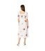 Womens/ladies embroidered poplin shirred midi dress ivory Dorothy Perkins