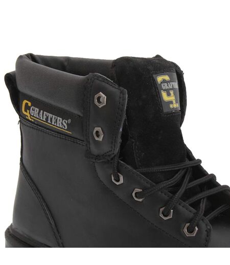 Grafters Mens Apprentice 6 Eye Safety Toe Cap Boots (Black) - UTDF299