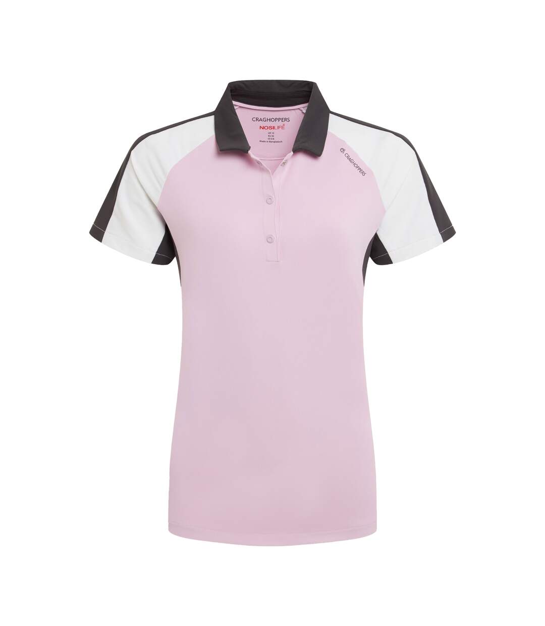 Womens/ladies Hazelmere Nosilife Short-sleeved Golf Polo Shirt Orchid White Craghoppers-2
