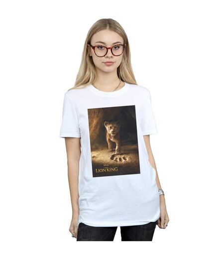 Disney Womens/Ladies The Lion King Movie Simba Poster Cotton Boyfriend T-Shirt (Blanc) - UTBI29163