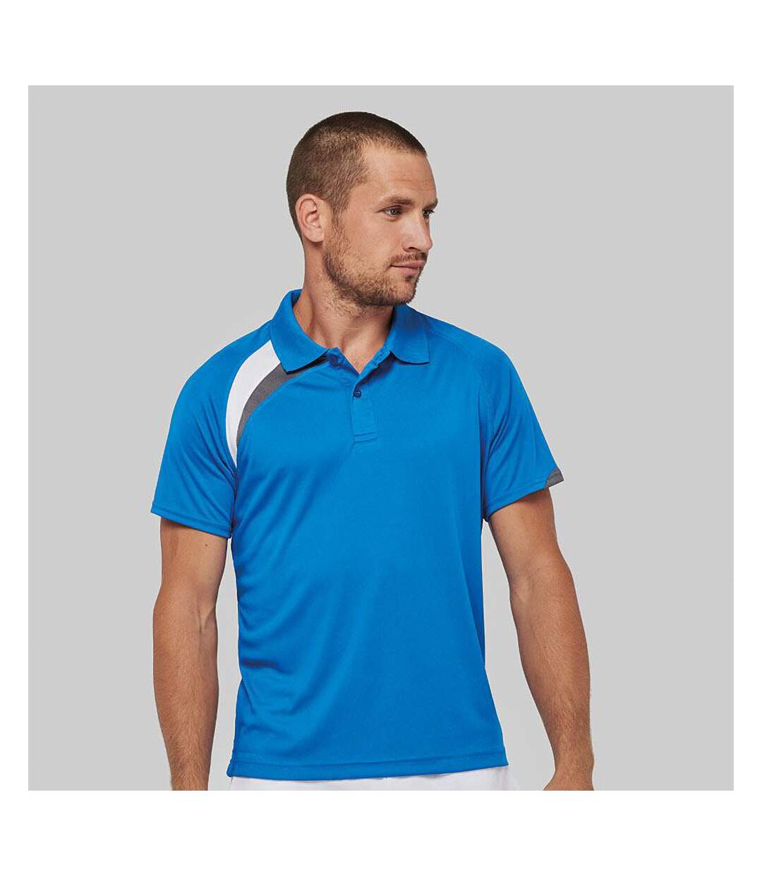 Kariban Proact Mens Short Sleeve Quick Dry Polo Shirt (Royal Blue/ White/ Storm Grey)