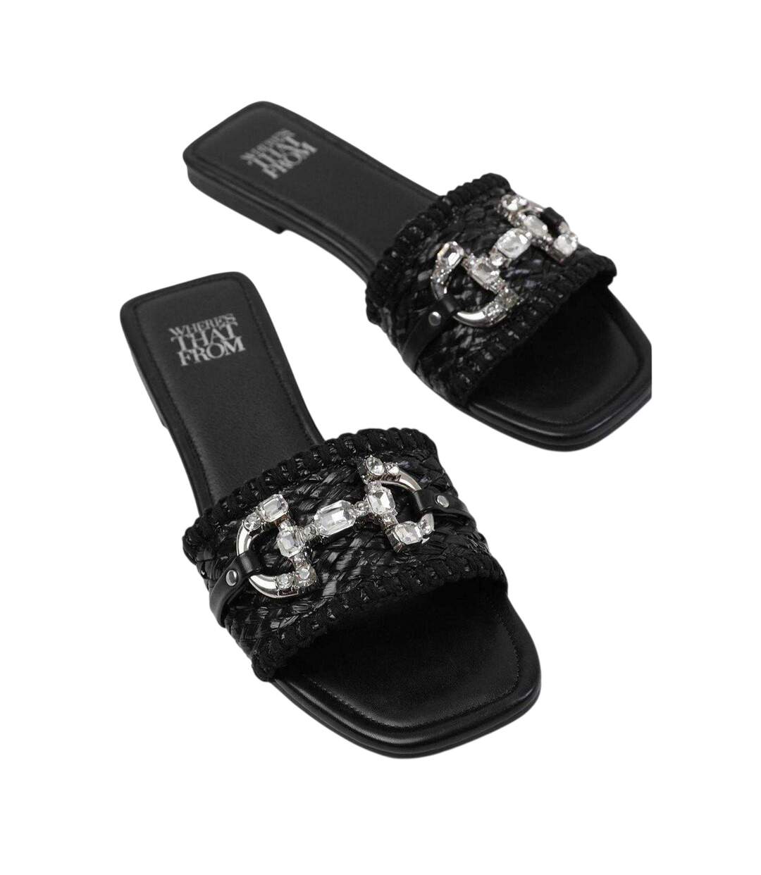 Womens/ladies Sandals Black Where´s That From-3