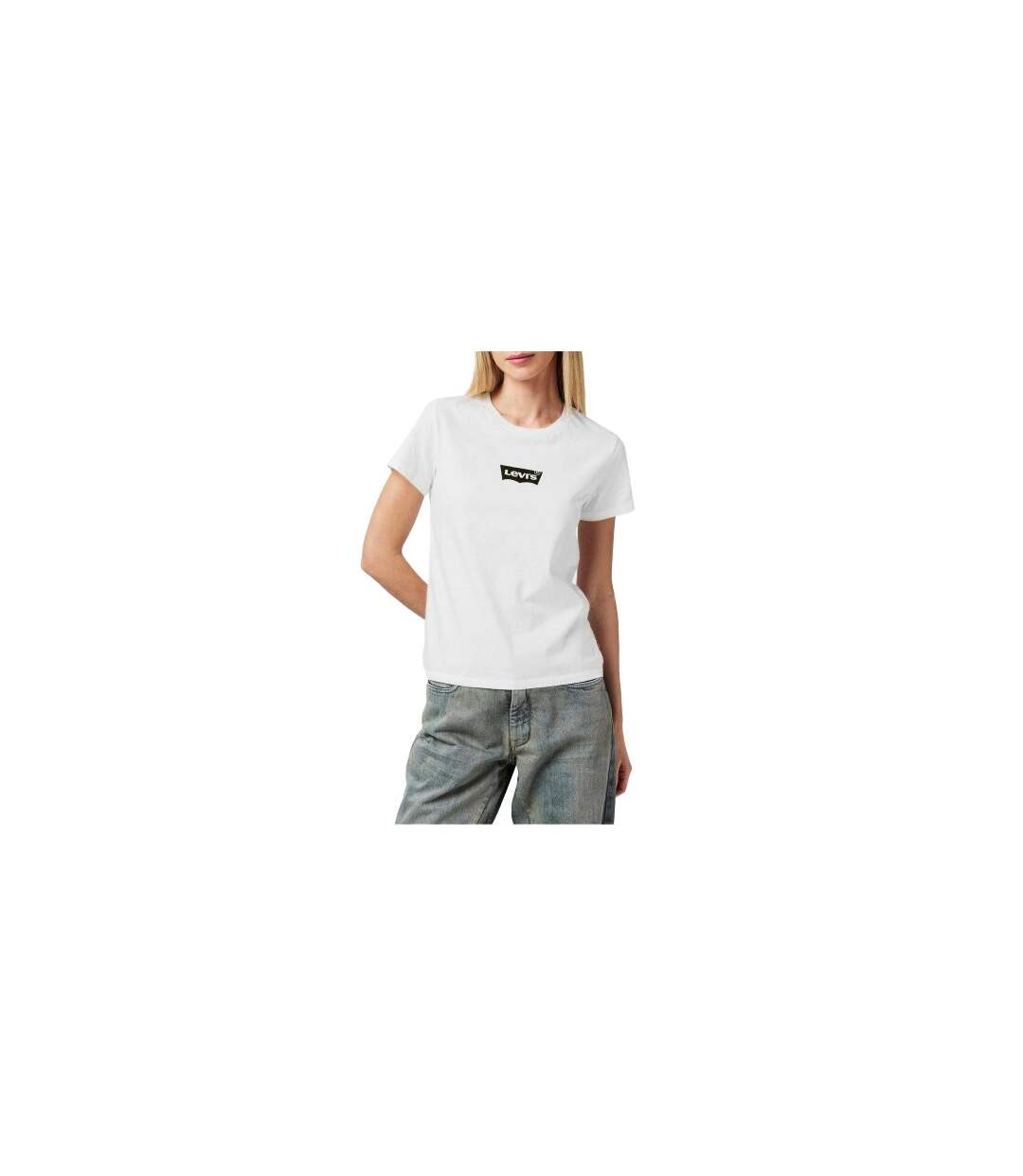 Womens/ladies Graphic Print T-shirt White Levis-1