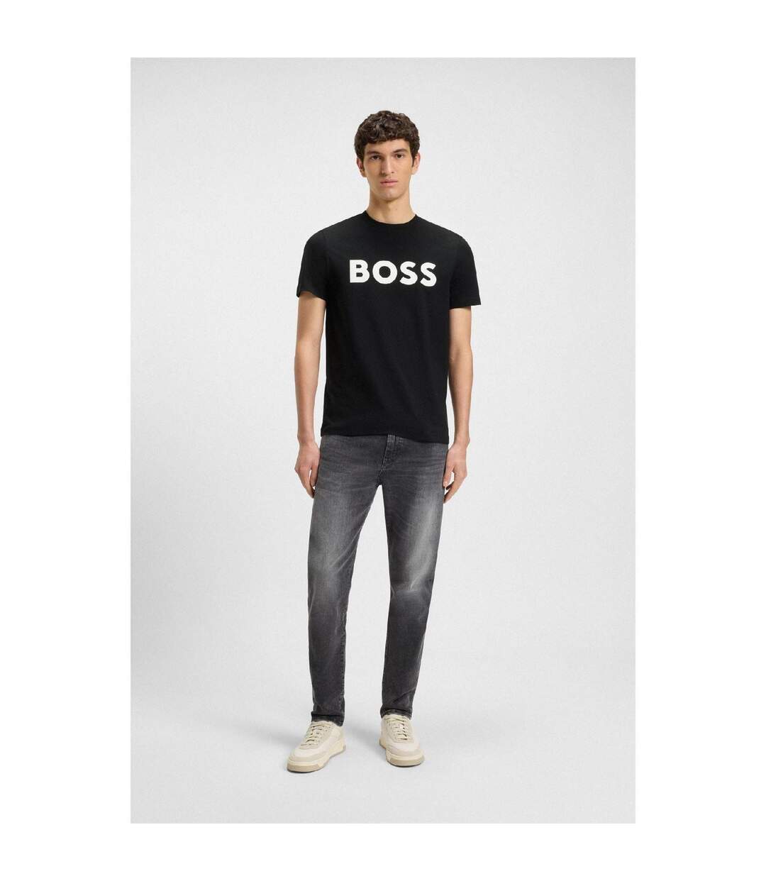 Mens Thinking 1 Signature Logo Regular T-shirt Black Boss-4