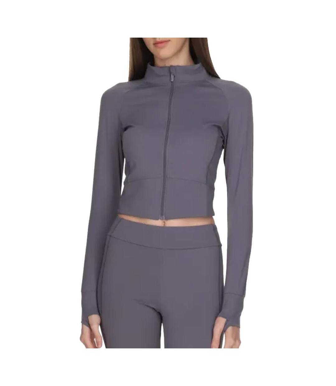 Veste de yoga grise femme soul studio basic-1