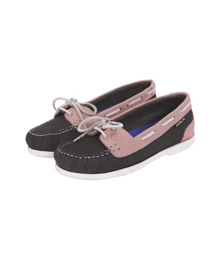 Womens/ladies millfield arena nubuck boat shoes navy/pink Dublin Shoes