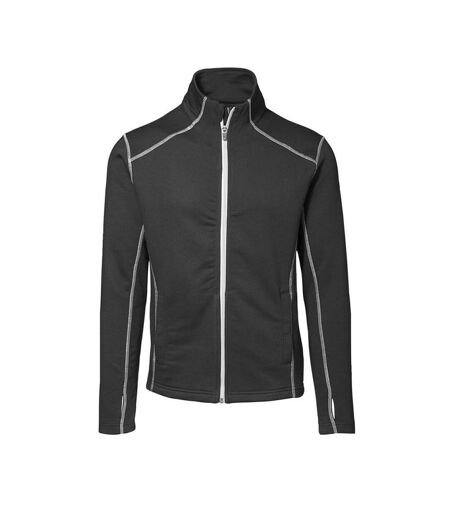 ID Mens Full Zip Fitted Sweatshirt With Contrast Trim (Black) - UTID237