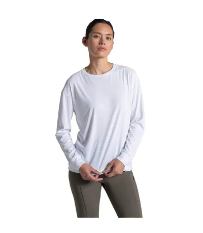 T-shirt Manches Longues Motif/style Quadrillage Femme Blanc Craghoppers