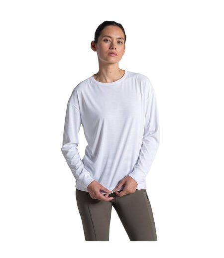 T-shirt Manches Longues Motif/style Quadrillage Femme Blanc Craghoppers