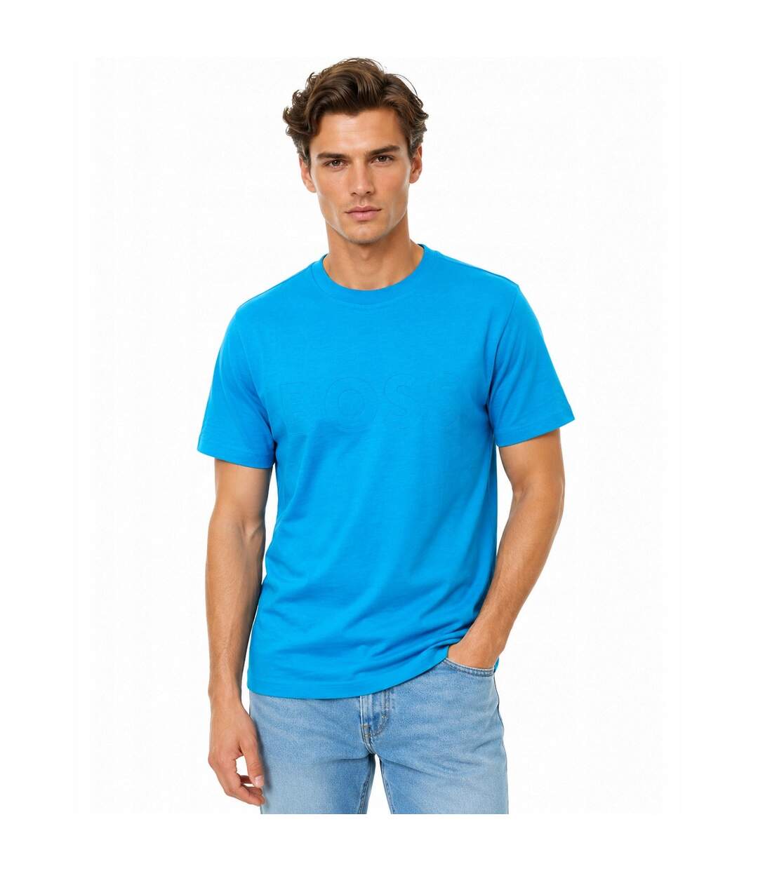 T-shirt Motif/style Logo Homme Bleu Boss-1