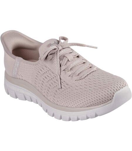 Womens/ladies First Blush Slip-in Trainers Taupe Skechers