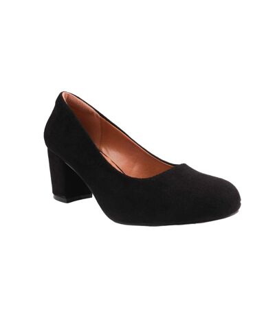 Where´s that from womens/ladies melrose suede extra wide medium block heel court shoes black Where's That From